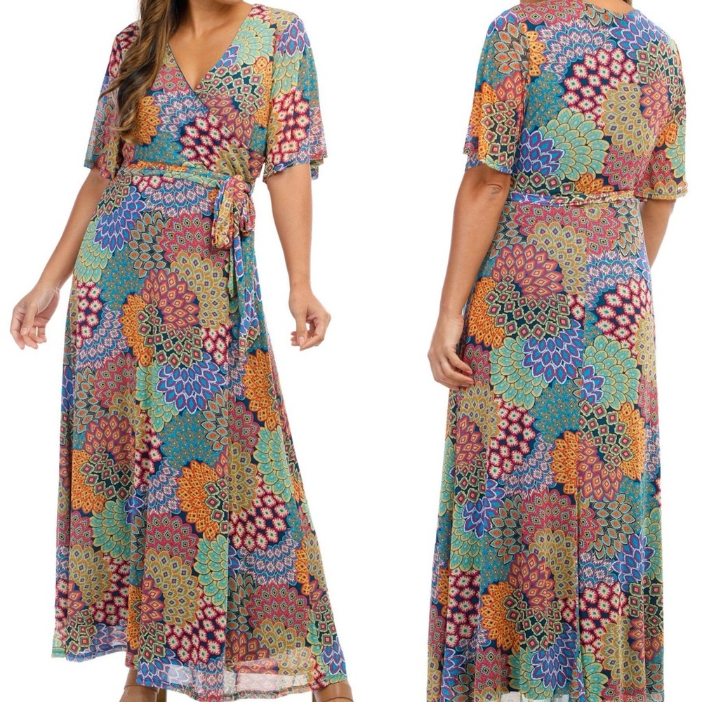New Harlow and Rose
Harlow & Rose Womens Print Flutter Sleeve Wrap Dress